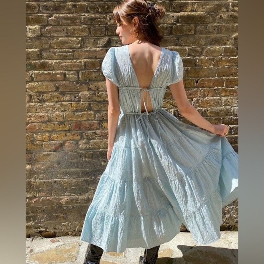 & Other Stories Light Blue Tiered Maxi Dress size medium